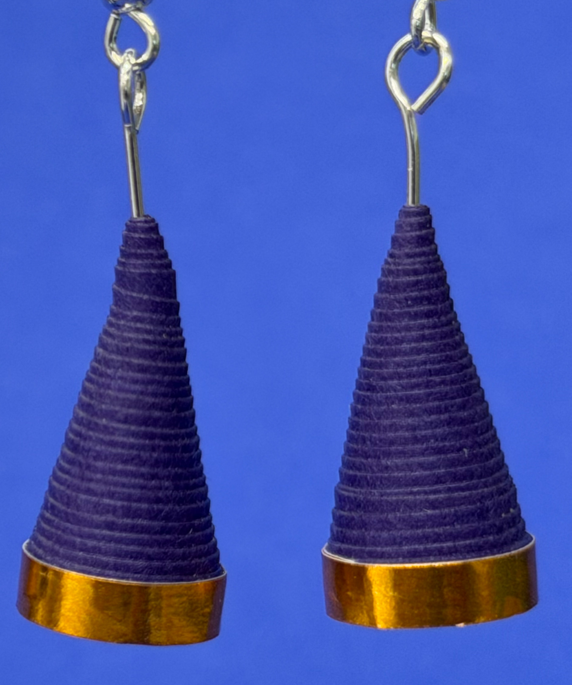Quilled purple and copper cone earrings