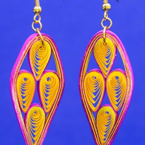 Quilled yellow and pink earrings