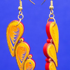 Quilled orange, red and gold earrings