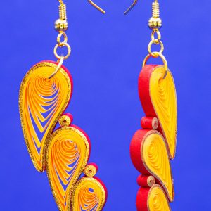 Quilled orange, red and gold earrings