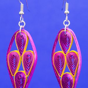 Quilled pink and yellow earrings