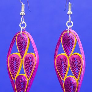Quilled pink and yellow earrings