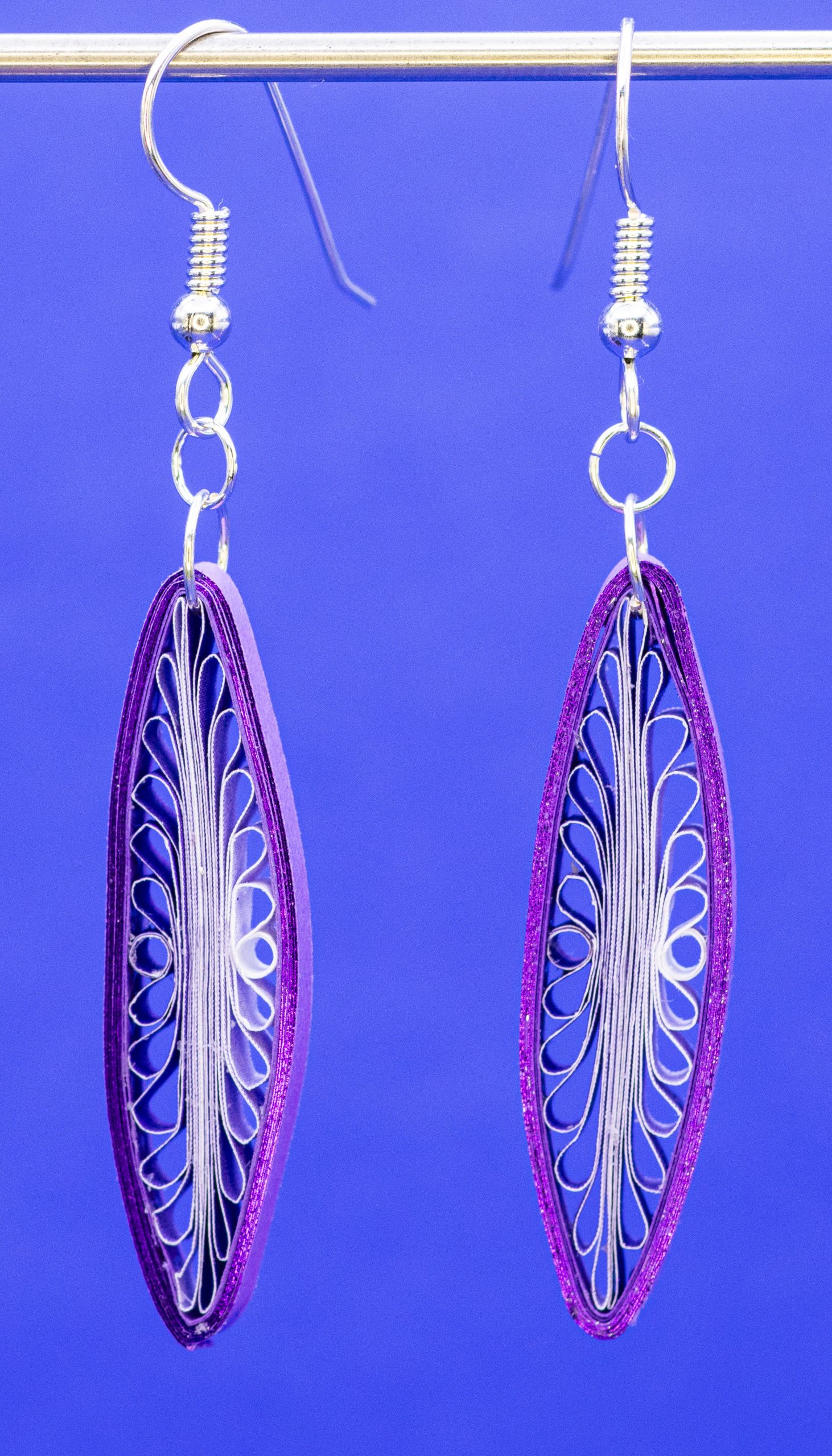 Quilled purple gilded earrings