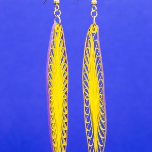 Quilled yellow and purple wrapped earrings