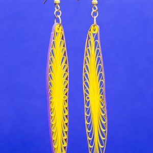 Quilled yellow and purple wrapped earrings