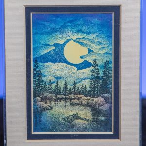 Double matted framed StampScape Lake.