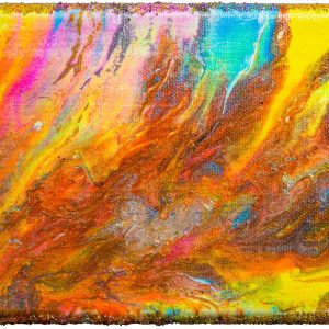 This unique 5x7 canvas was created with a "paint pour" method. I've added glass beads on the sides to reflect some light.